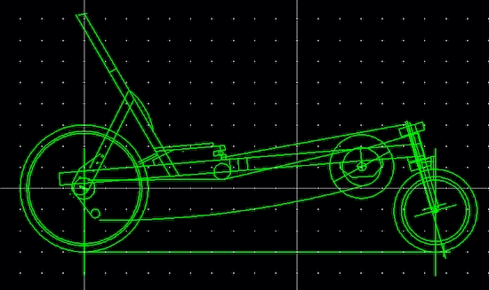 CAD drawing of recumbent bicycle