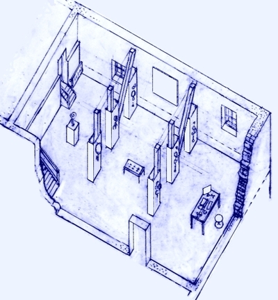 Isometric drawing of the exhibition