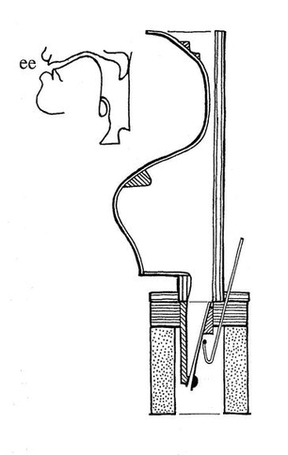 a line drawing of an ee pipe and a human mouth